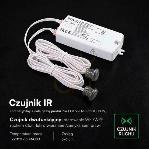 Kontrollera Handrörelsesensor med kabel, Max. 1000 W LED, två sensorer, V-TAC VT-8159-2, 5 års garanti