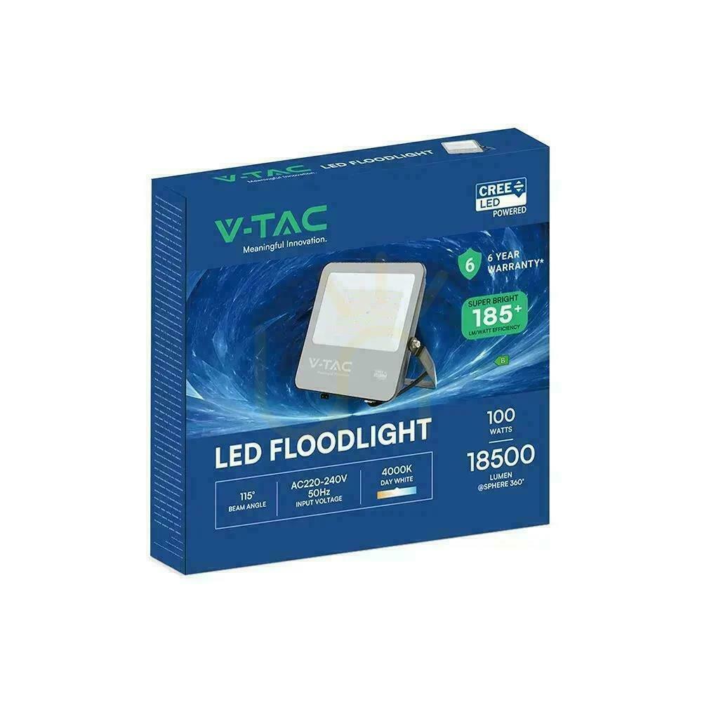 Display V-TAC CREE CHIP 100 W LED-strålkastare, 185 lm/W, svart, VT-44105, 4000 K, 18 500 lm, 6 års garanti V-TAC CREE CHIP 100 W LED-strålkastare, 185 lm/W, svart, VT-44105, 4000 K, 18 500 lm, 6 års garanti