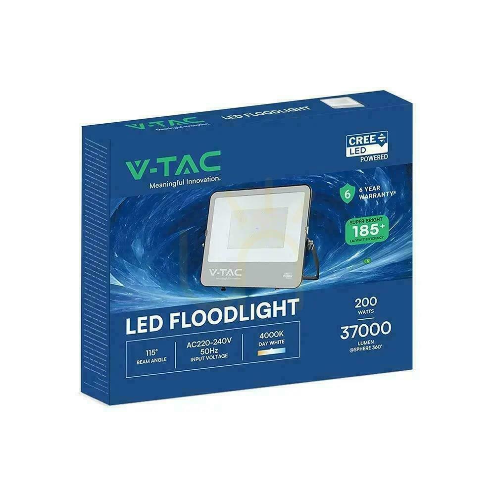 Display V-TAC CREE CHIP 200 W LED-strålkastare, 185 lm/W, svart, VT-44205, 4000 K, 37 000 lm, 6 års garanti V-TAC CREE CHIP 200 W LED-strålkastare, 185 lm/W, svart, VT-44205, 4000 K, 37 000 lm, 6 års garanti