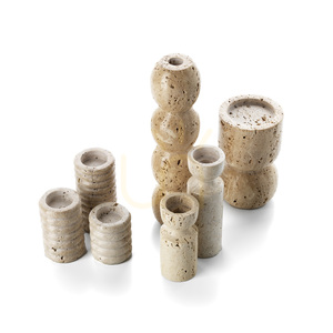 Ljusstake BAZAR BIZAR travertin sten beige 16,3 cm small 4