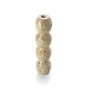 Ljuslykta BAZAR BIZAR Travertin Totem beige sten för koniska ljus L small 1