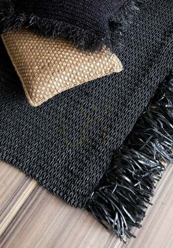 Kontrollera Handgjord matta BAZAR BIZAR svart naturfiber 200x300 Carpets & Runners