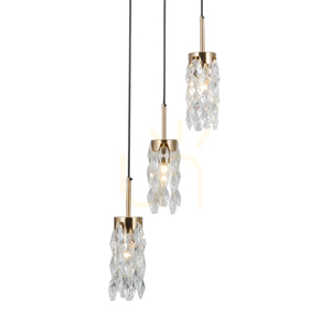 Italux Zorta pendellampa 3 × E14, svart och guldfärgad med glas small 1
