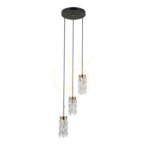 Italux Zorta pendellampa 3 × E14, svart och guldfärgad med glas small 2