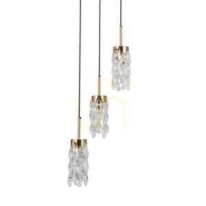 Italux Zorta pendellampa 3 × E14, svart och guldfärgad med glas small 3