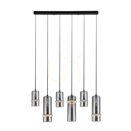 Kontrollera Zambelis 2537 LED-pendellampa, 26 W, 3000 K, svart med rökfärgat glas