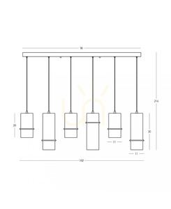 Zambelis 2537 LED-pendellampa, 26 W, 3000 K, svart med rökfärgat glas small 2
