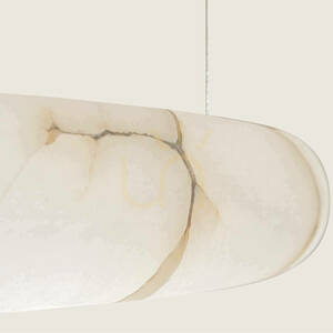 Rund LED-pendellampa 25 W, 3000 K, Triac, alabaster – mässing, ZAMBELIS small 2