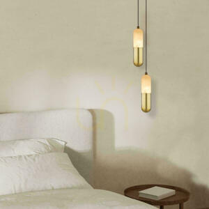 LED-pendellampa 7 W 3000 K Triac Alabaster – mässing ZAMBELIS small 0