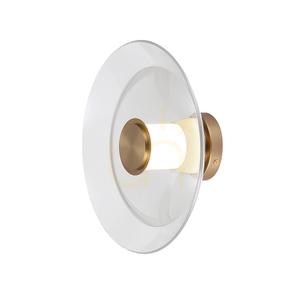 Zambelis 25143 LED-vägglampa, 10 W 3000 K, borstad mässing, klarglasskiva Ø30 cm small 2