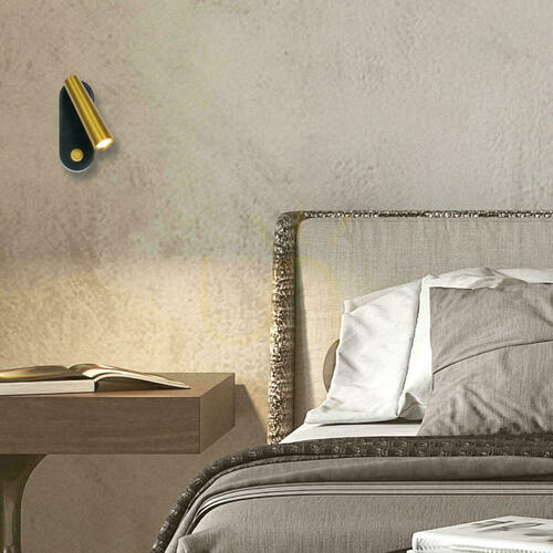 Kontrollera LED-läslampa för väggmontering, 3 W, 3000 K, matt svart – guld, ZAMBELIS