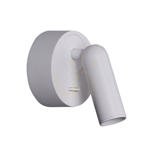 Kontrollera LED-läslampa för väggmontering, 3 W, 3000 K, vit metall – aluminium – mikroprismatisk diffusor, ZAMBELIS