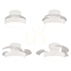 Takfläkt med LED-belysning 20 W, 3000 K–4000 K–6500 K, vit matt metall – transparenta blad av polykarbonat, ZAMBELIS small 1