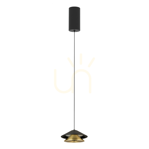 Kontrollera Zambelis 25347 LED-pendellampa, svart och borstat guld, 9 W, 3000 K