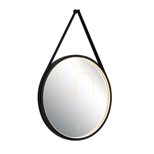 Rund badrumsspegel Ø60 cm med LED-belysning 15 W i rem, touchdimmer, 3000/4000 K, IP44, mattsvart, Zambelis 25387 small 0