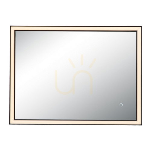Kontrollera Spegel med LED-belysning 23 W, 3000 K–4000 K, rektangulär, dimbar med touch, matt svart, IP44, ZAMBELIS