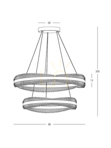 Zambelis 25413 LED-pendellampa, två ringar 80 och 60 cm, borstat guld small 2