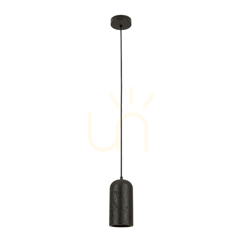 Kontrollera 1 st E27-pendellampa, max.. 10 W, svart sten och metall, ZAMBELIS