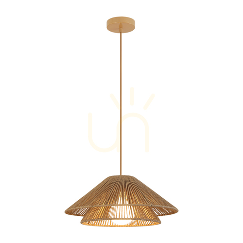 Kontrollera 1 st E27-pendellampa, max.. 40 W, naturfärgad papperssladd – brunbeige metallic, ZAMBELIS
