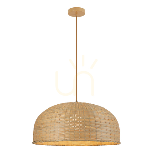Kontrollera 1 st E27-pendellampa, max.. 40 W, tillverkad av naturrotting – brunbeige, metall, ZAMBELIS