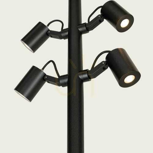 Kontrollera LED-lyktstolpe för utomhusbruk, 35 W, 3000 K, svart aluminium, IP65, ZAMBELIS