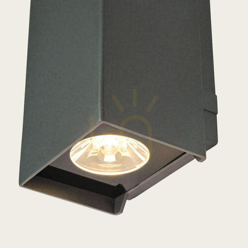 Kontrollera LED-vägglampa för utomhusbruk, upp- och nedriktad belysning, 2×3 W, 3000 K, grafitfärgat aluminium, IP65, ZAMBELIS