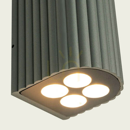 Kontrollera LED-vägglampa för utomhusbruk, upp- och nedriktad belysning, 8 x 1 W, 3000 K, grafitfärgat aluminium, IP54, ZAMBELIS