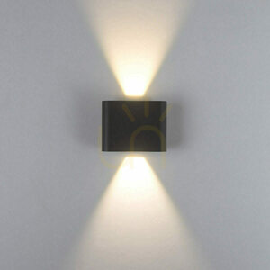 LED-vägglampa för utomhusbruk, upp- och nedriktad belysning, 6 W, 3000 K–4000 K, sandfärgad svart aluminium, IP65, ZAMBELIS small 2
