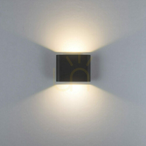 Kontrollera LED-vägglampa för utomhusbruk, upp- och nedriktad belysning, 6 W, 3000 K–4000 K, sandfärgad svart aluminium, IP65, ZAMBELIS