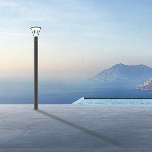 Kontrollera Utomhuslampa – LED-solcellslampa i form av en pollare, 5 W, 3000 K, grafitfärgat aluminium, IP54, ZAMBELIS
