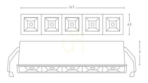Infälld LED-spot med galler, 11 W, 3000 K, sandsvart, ZAMBELIS small 1