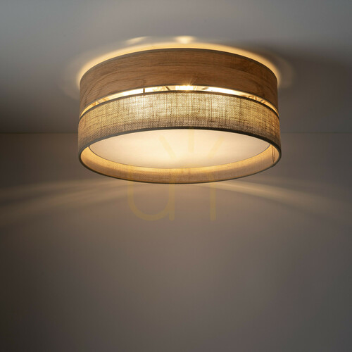 Kontrollera Dorma Wood Juta taklampa 45 cm 4xE27