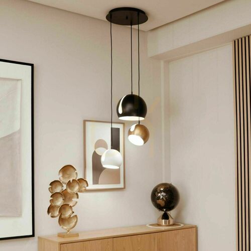 Kontrollera Lampskärm s.luce Modular rund svart metall 40 cm 3 ljuspunkter