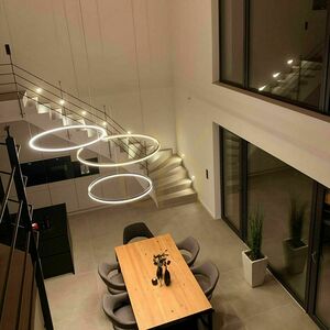 s.luce Ring LED-pendellampa, guld, Ø 100 cm, varmvitt, dimbar small 11