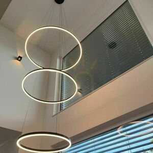 s.luce Ring LED-pendellampa, guld, Ø 100 cm, varmvitt, dimbar small 13