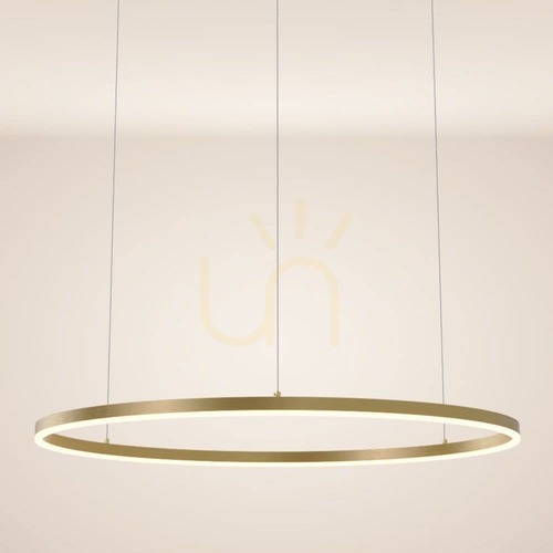 Kontrollera s.luce Ring LED-pendellampa, guld, Ø 100 cm, varmvitt, dimbar