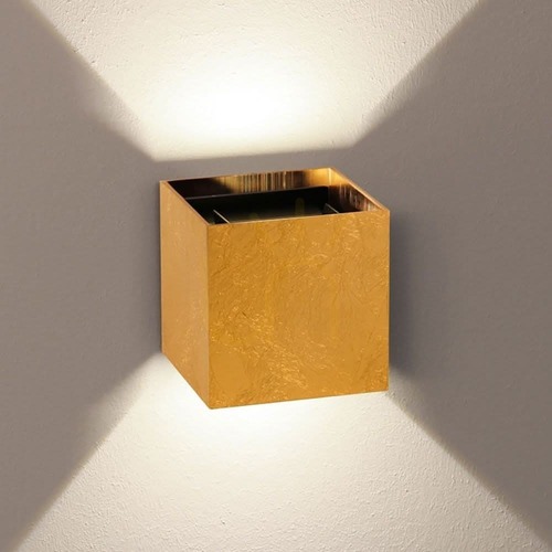 Kontrollera Vägglampa s.luce Ixa LED gyllene kvadratisk 10 cm 3000 K IP20