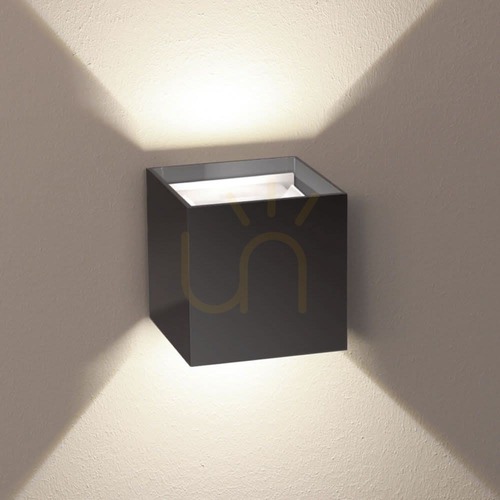 Kontrollera Vägglampa s.luce Ixa LED antracit kvadratisk 10 cm 3000 K dimbar