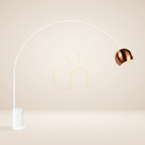 Kontrollera Båglampa s.luce Ball koppar med marmorfot, modern 220 cm