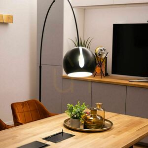 Golvlampa s.luce Ball båglampa svart marmorfot modern E27 220 cm small 2