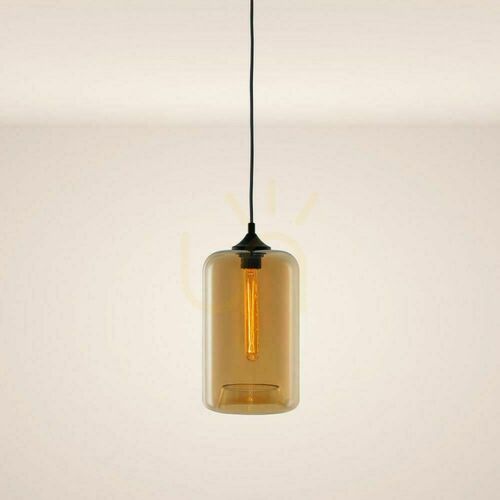 Kontrollera Pendellampa s.luce Cruet glas amber 17 cm E27 retro