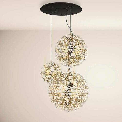 Kontrollera Ljuskrona s.luce Atom XL rund gyllene metall LED dimbar 152 ljuspunkter
