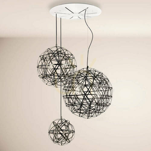 Kontrollera s.luce Atom XL LED-ljuskrona 30/50/70 cm svartkrom, vit takkåpa
