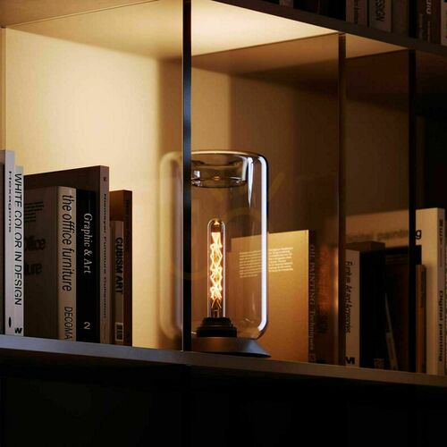 Kontrollera Bordslampa s.luce Cruet rökt glas E27 retro med strömbrytare
