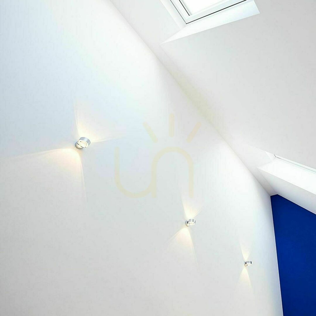 Display Vägglampa s.luce Beam LED silver rund metall 2x7W dimbar upp- och nedljus Vägglampa s.luce Beam LED silver rund metall 2x7W dimbar upp- och nedljus