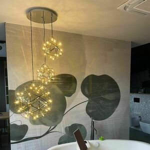 Pendellampa s.luce Atom LED gyllene 50 cm dimbar rund moderna small 14