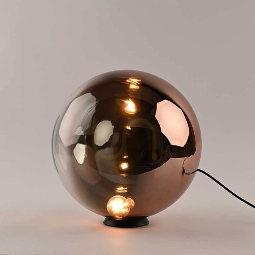 Kontrollera Bordslampa s.luce Orb i glas, koppar, rund 40 cm