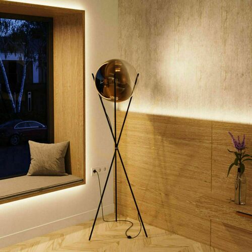 Kontrollera Golvlampa s.luce Orb glasboll treben 160 cm E27