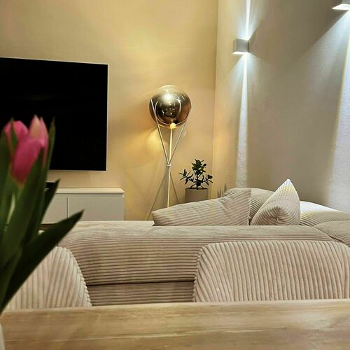 Kontrollera Golvlampa s.luce Orb glas vit 160 cm rund E27 Moderna
