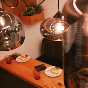 Ljuskrona s.luce Cruet XL flerfärgat glas, höga och flata skärmar, 8xE27, upphängning upp till 500 cm small 14